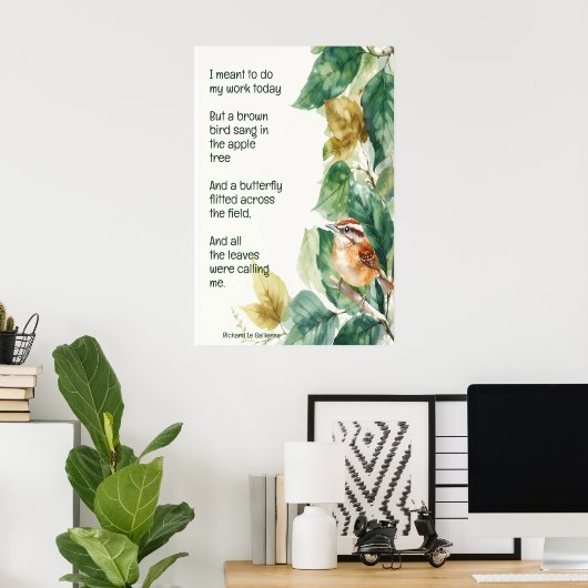 Poster Ode to Spring Poem with Brown Bird Wren (Bureau à domicile)