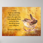 Poster Ode to Spring Poem with Brown Bird Wren (Devant)