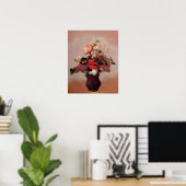 Poster Odilon Redon - Fleurs dans un vase marron, (Bureau à domicile)