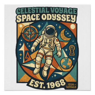 Poster Odyssée spatiale - Aventure cosmique pour les amou