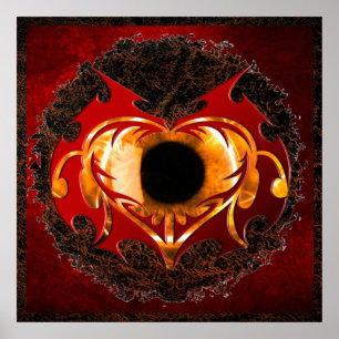 Poster Oeil abstrait de coeur du feu