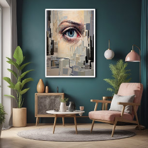 Poster Oeil Abstrait - Oeil géométrique surréaliste Art