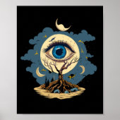 Poster Oeil Arbre Lune Art (Devant)