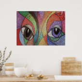 Poster oeil bleu et brun vitrail fractal (Cuisine)