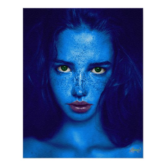 Poster Oeil bleu-vert (Devant)