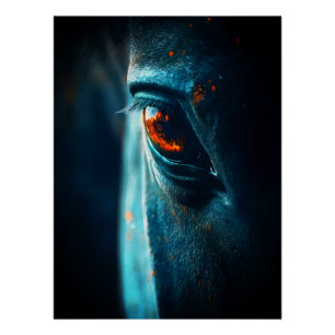 Poster Œil de cheval majestueux – Reflet gros plan dramat
