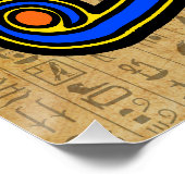 Poster Oeil de Horus Bleu Sur Hiéroglyphes (Coin)