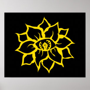 Poster oeil de poing de protestation de la fleur