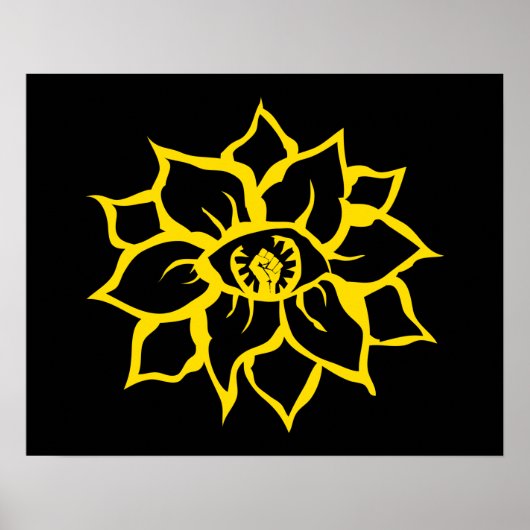 Poster oeil de poing de protestation de la fleur (Devant)