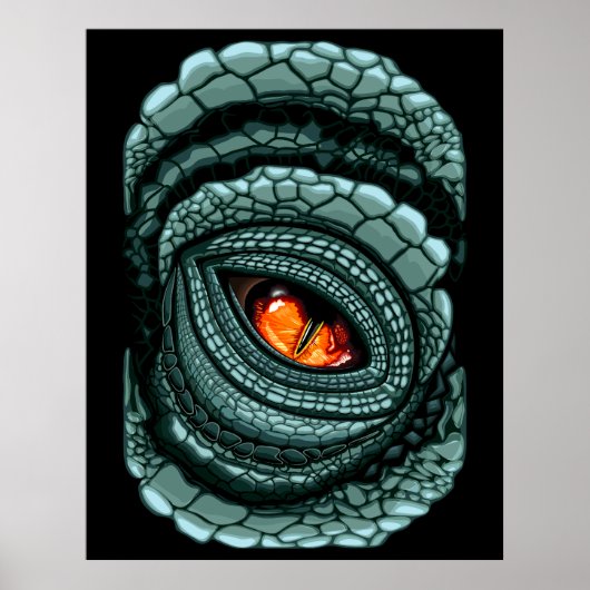 Poster Œil de prédateur reptile primal (Devant)