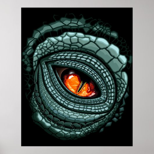 Poster Œil de prédateur reptile primal (Devant)