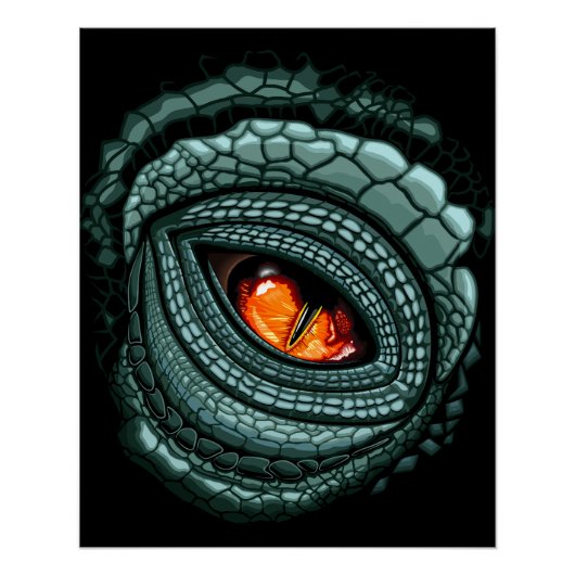 Poster Œil de prédateur reptile primal (Devant)