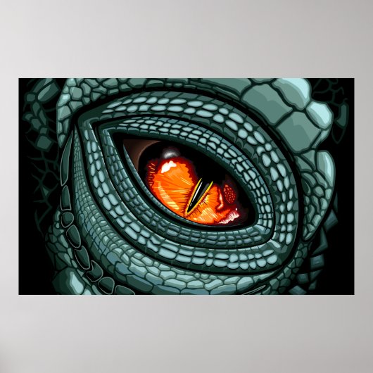 Poster Œil de prédateur reptile primal (Devant)