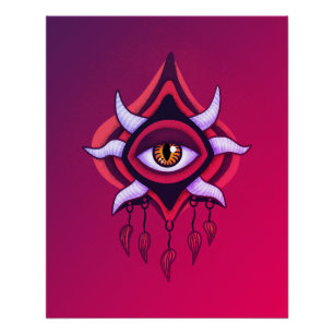 Poster Oeil Démon Violet - Art Occulte Gothique