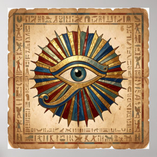 Poster Œil d'Horus avec hiéroglyphes spirituels égyptiens