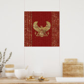 Poster OEil d'Horus - Or Wadjet en cuir rouge (Cuisine)