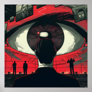 Poster Oeil dystopique observant un homme