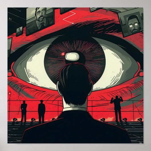 Poster Oeil dystopique observant un homme (Devant)
