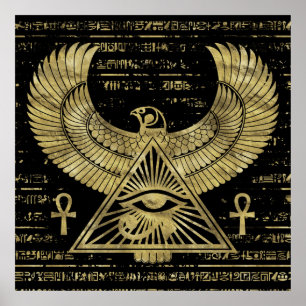 Poster Oeil égyptien de Horus - d'or et de noir de Wadjet