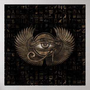Poster Oeil égyptien d'or de cru de Horus - de Wadjet