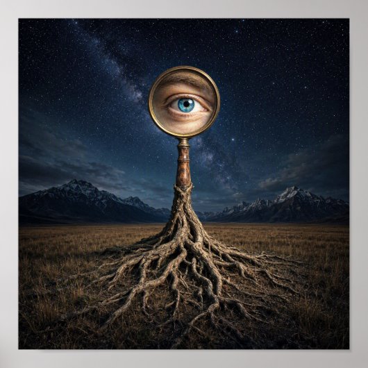 Poster Œil géant avec loupe enracinée (Devant)