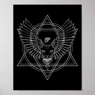 Poster Oeil Horus Et Chat Égyptiens Avec Ailes Débardeur