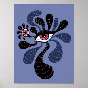 Poster Oeil rose déplaisant d'art hypnotique