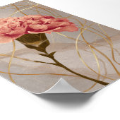 Poster Œillet Rose Blush Floral Or (Coin)