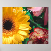 Poster Oeillets et gerbera jaune (Devant)