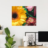 Poster Oeillets et gerbera jaune (Bureau à domicile)
