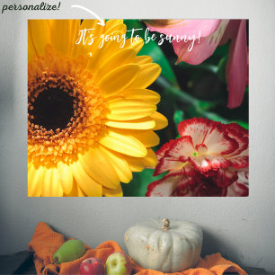 Poster Oeillets et gerbera jaune