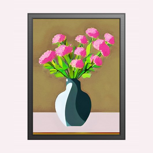 Poster Oeillets roses dans un vase Art moderne