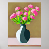 Poster Oeillets roses dans un vase Art moderne (Devant)