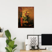 Poster Œillets, Roses et une Bouteille par Vincent van Go (Bureau à domicile)