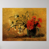 Poster Oeillets rouges et blancs par Vincent van Gogh (Devant)