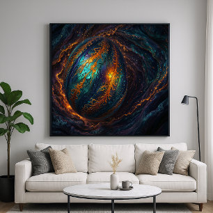 Poster Œuf Cosmique - Conception Mystique Abstraite