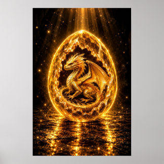 Poster Œuf de dragon à aura dorée