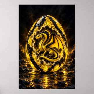 Poster Œuf de Dragon Jaune Électrique