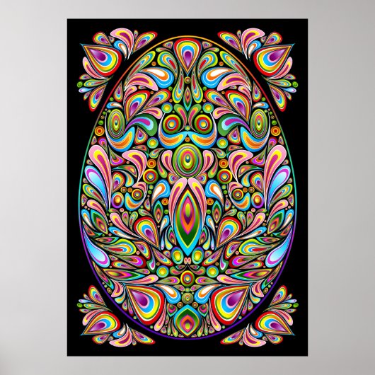 Poster Œuf de Pâques Design Psychédélique (Devant)
