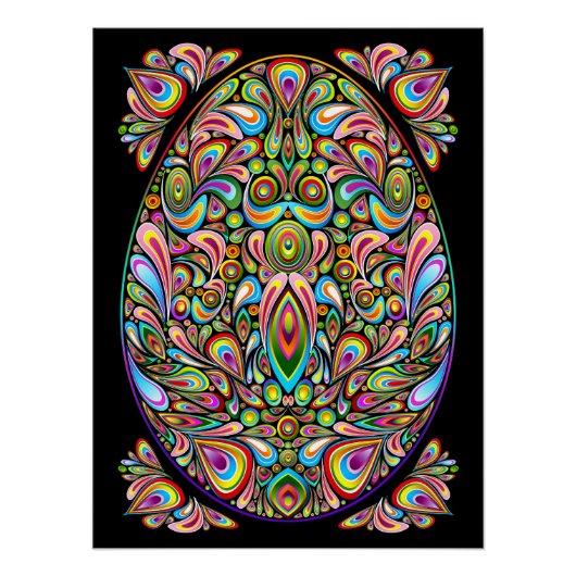 Poster Œuf de Pâques Design Psychédélique (Devant)