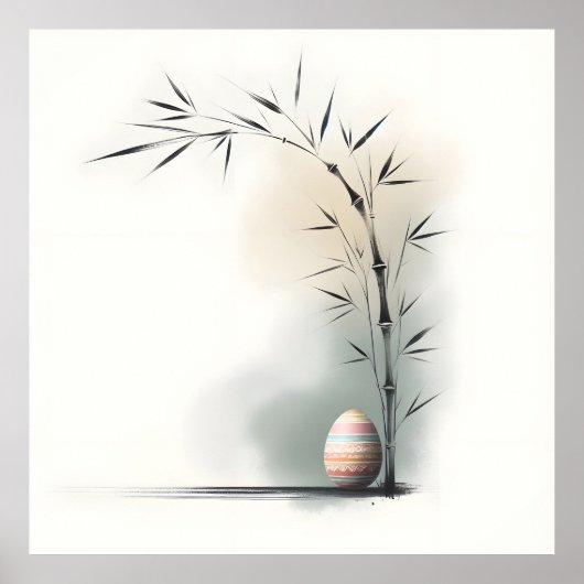 Poster Œuf de Pâques en bambou Minimal Zen (Devant)
