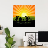 Poster Oeuf de peinture de lapin de Pâques mignon (Bureau à domicile)