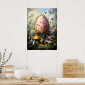 Poster Oeuf d'Imaginaire géant dans les champignons de fo (Cuisine)