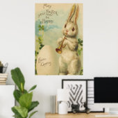 Poster Oeuf Lapin de Pâques Quatre feuilles Trompette de  (Bureau à domicile)