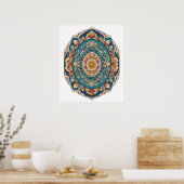 Poster Oeuf Mandala - Design Floral Boho complexe (Cuisine)
