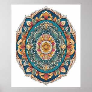 Poster Oeuf Mandala - Design Floral Boho complexe