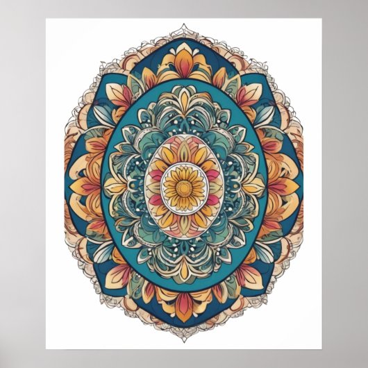 Poster Oeuf Mandala - Design Floral Boho complexe (Devant)