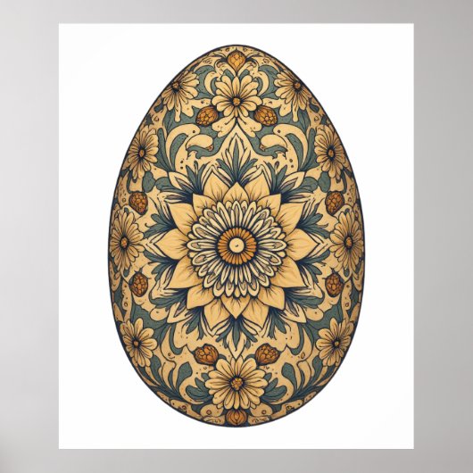 Poster Oeuf Mandala - Design Floral Boho complexe (Devant)