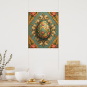 Poster Oeuf Mandala - Design Floral Boho complexe (Cuisine)