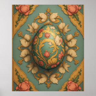 Poster Oeuf Mandala - Design Floral Boho complexe